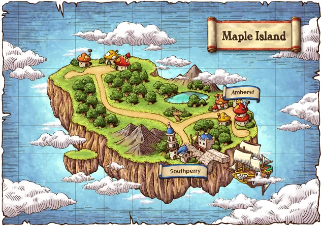 World map Maple Island with this map’s spot ringed